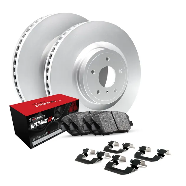 R1 Concepts WJUH1-31097 Brake Rotors - Carbon Coated W/ Optimum Oe Pads & Hdw